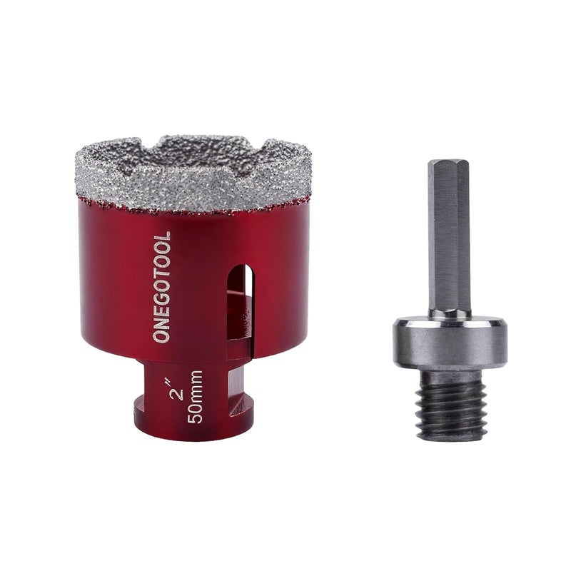 ONEGOTOOL 2 Inch（50mm） Diamond Hole Saw Tile Masonry Core Drill bits for Porcelain Ceramic Concrete Granite Marble 5/8-11 Thread for Angle Grinders and 3/8” Hex Shank - Image 1